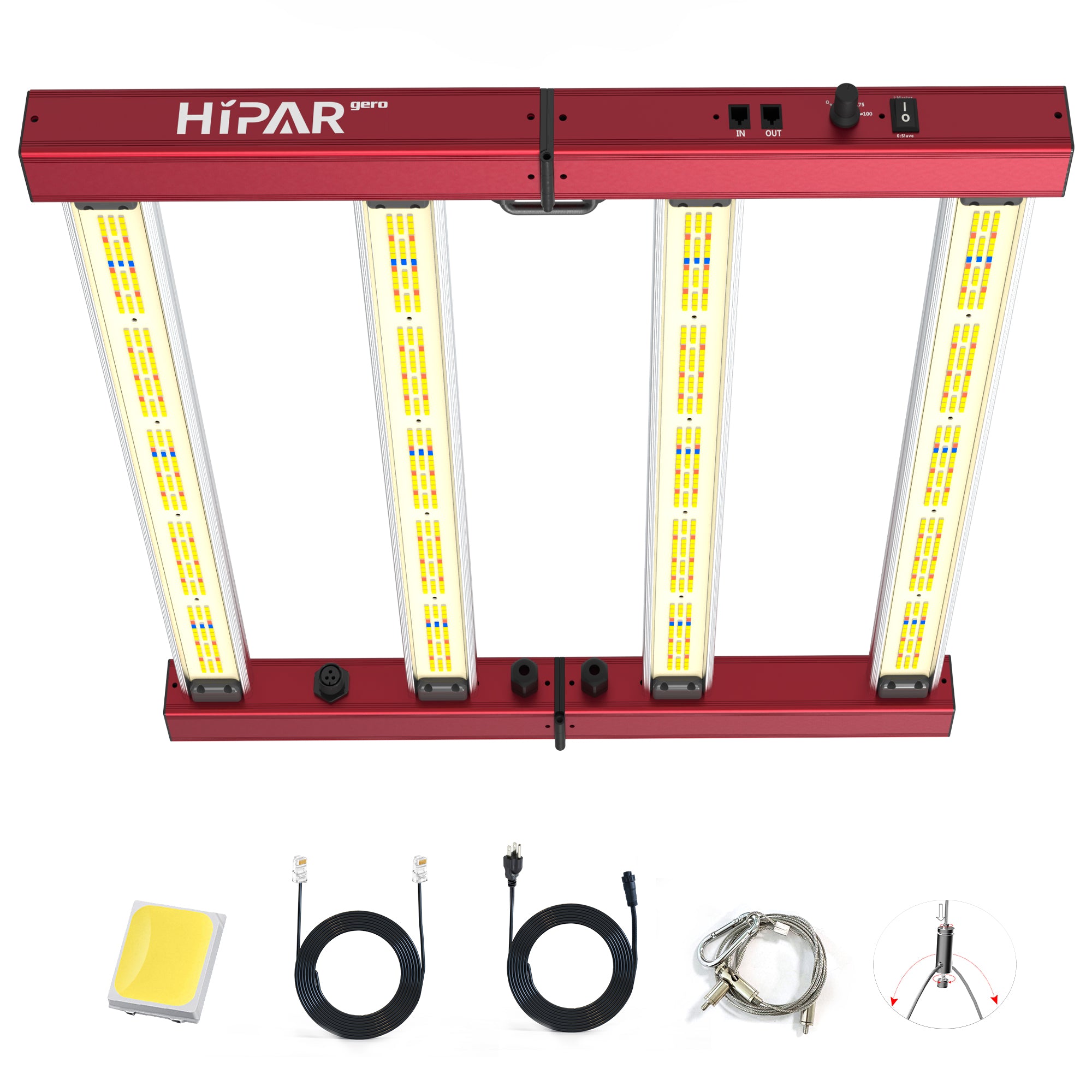 HIPARGERO HG-2500 LED Grow Light with Osram Diodes,Foldable 4 Bars More EVEN PPFD & 0-10V Control & 100 Sets Daisy Chain in 3x3 GrowTent